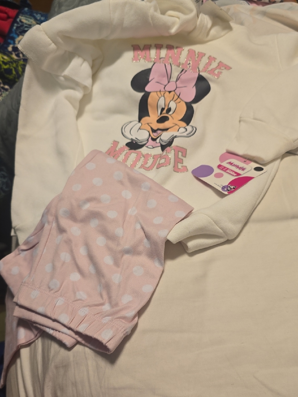 Disney Cream & Pink Minnie Mouse Hoodie Pajama Set